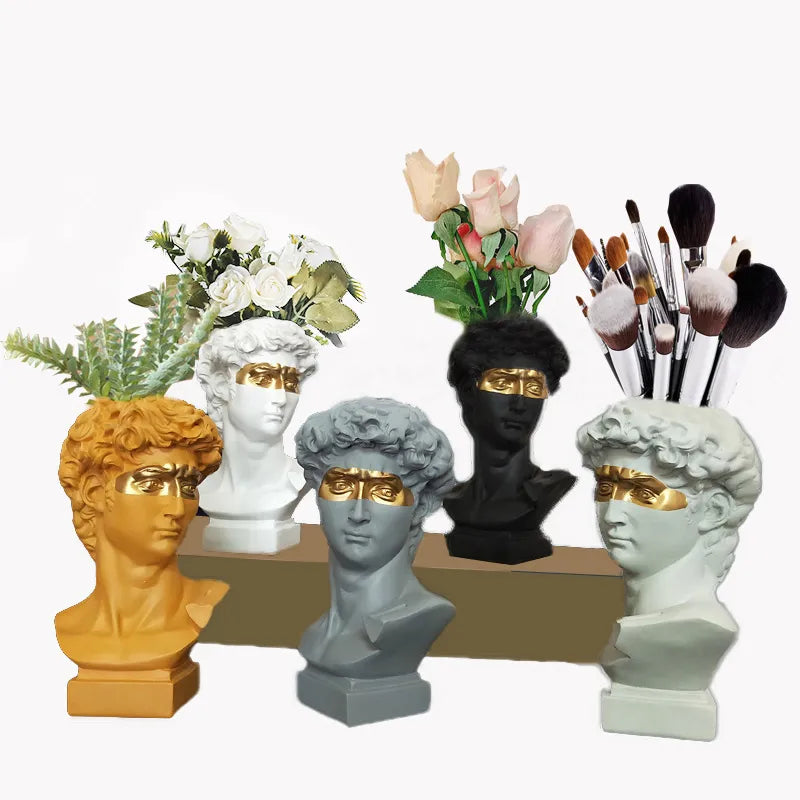 Resin Vase Northern Europe Home Decoration Makeup Brush Storage Box Multifunction Pen Holder Statue Sculpture  Model