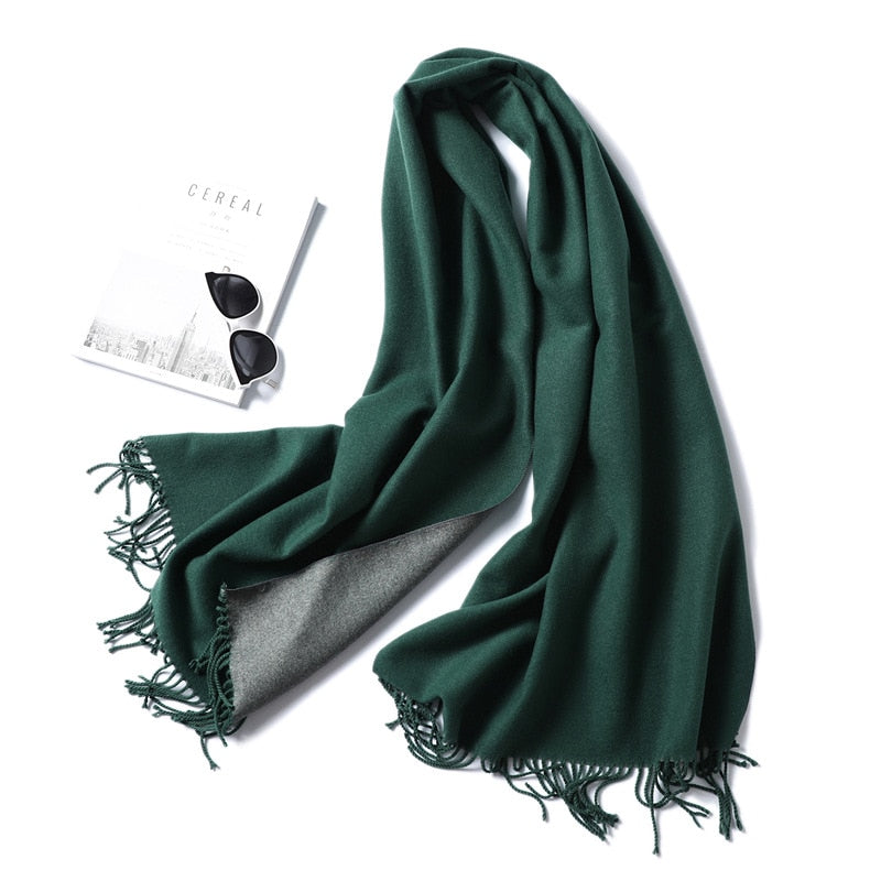 Winter-Kaschmir-Schal-Frauen-dicke warme Tücher wickelt Dame feste Schal-Art- und Weisequasten-Pashmina-Decke-Qualitäts-Foulard 2022 neu ein