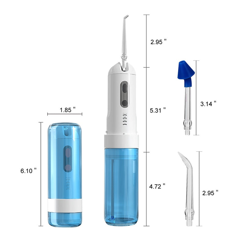 AZDENT AZ-007 Munddusche USB-Aufladung, kabellos, Wasser, Zahnseide, Reiniger, Reise, faltbar, 5 Düsenspitzen, 4 Modi, Erwachsenes Kind