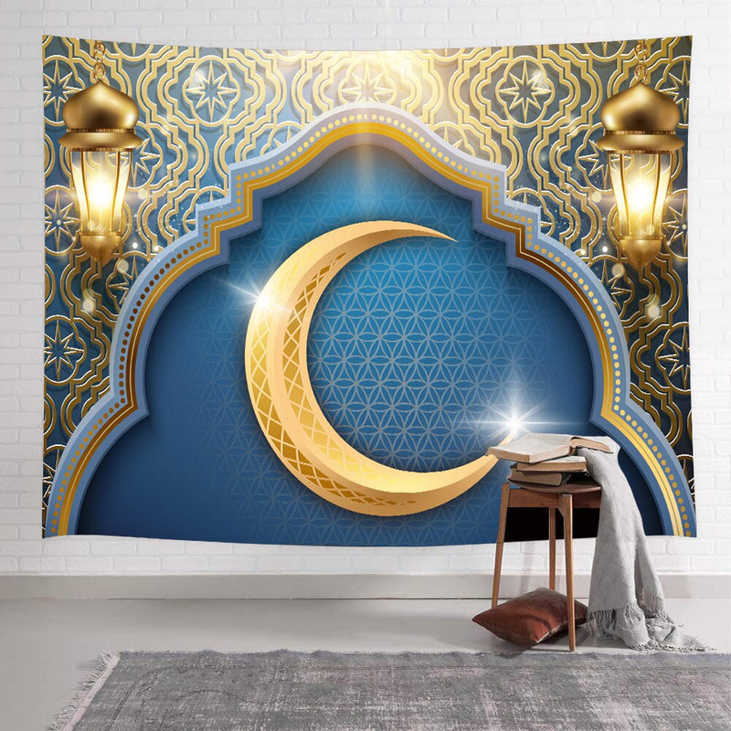 Simsant Ramadan Kareem Tapiz Moon Star Eid Mubarak Religión Festival Tapices colgantes de pared para la decoración del dormitorio de la sala de estar