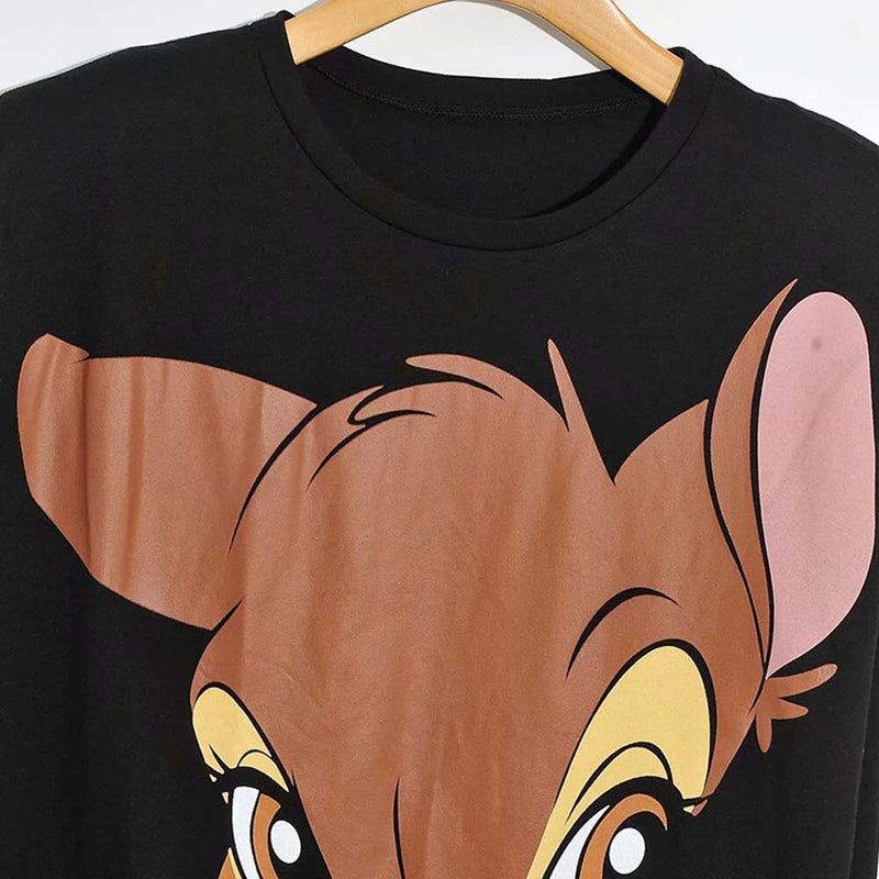 Disney T-Shirt Vintage Sleeveless Shoulder Pad Bambi Deer Cartoon Print Harajuku Women T-Shirt O-Neck Chic Cotton Tee Top Female