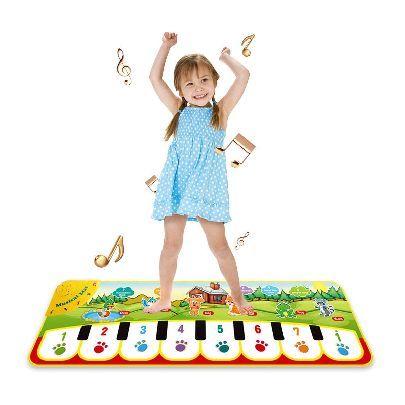 90x27cm Baby Musical Play Mat Animals Sound 8 Instruments Tone Adjustable Piano Keyboard Educational Toys for Children Kids Gift