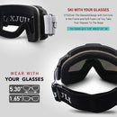 Ski Goggles,OTG Anti-Fog Snowboard Skate Snowmoblie Double Layer Spherical Lens Snow Goggles Men Women M4