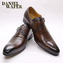 LUXURY MEN LOAFERS SHOES SNAKE SKIN PRINTS MONK STRAP SLIP ON BROWN BLACK CASUAL SHOES FORMAL DRESSES OFFICE men&