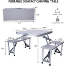 Maleta de aluminio plegable portátil, juego de mesa y silla, mesa de Picnic para acampar con 4 asientos, agujero para sombrilla para fiesta, barbacoa, pesca en la playa