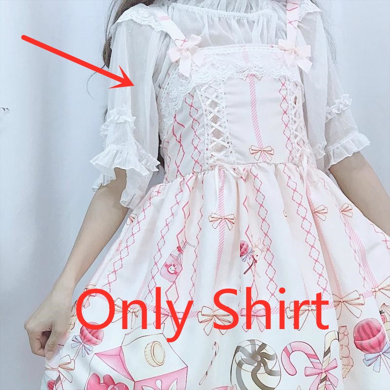 Japanese JSK Lolita Dress women summer dress sweet soft girl wind cute cartoon lolita suspender dress cute