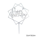 Happy Birthday Cake Topper Acrylic Gold Silver Cake Flag Cupcake Topper For Boy Girl Birthday Party Decorations Wedding Supplies