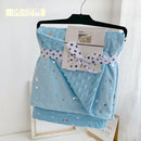 2 layers Plushed Dot Coral Fleece Bronzing Golden Stars Moon Blue Starry Toddler Quilt Girl Baby Blanket Infant Crib Beddings