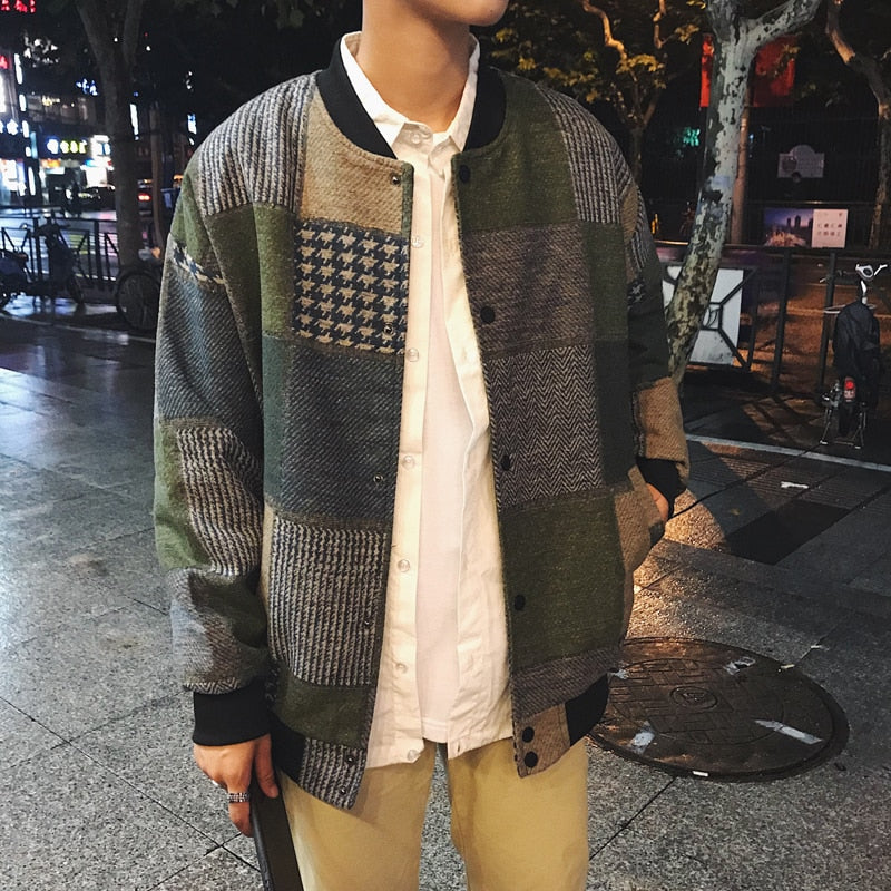 LAPPSTER Autumn Men Harajuku Plaid Bomber Jackets 2022 Mens Japanese Streetwear Windbreaker Korean Fashions Baseball Jackets