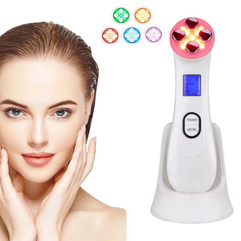 Masajeador facial Mesoterapia facial Electroporación RF Radiofrecuencia LED Fotón Estiramiento facial Apretar Eliminación de arrugas Cuidado de la piel