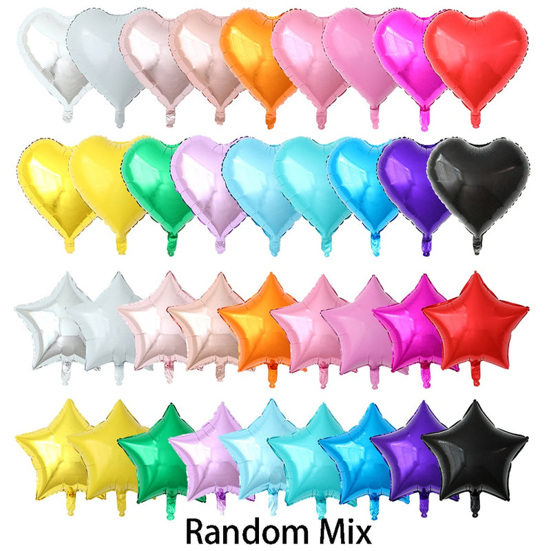 50 Uds. De Globos de aluminio con forma de corazón de estrella de 18 pulgadas, Globos inflables de helio, decoraciones para fiesta de cumpleaños, Globos de compromiso de boda para niños