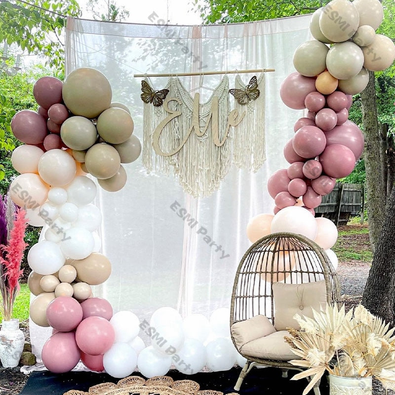 Doubled Dust Pink Boho Hochzeit Verlobung Dekoration Chrom Rose Gold Nude Luftballons Girlande Ballon Arch Global Birthday Decor