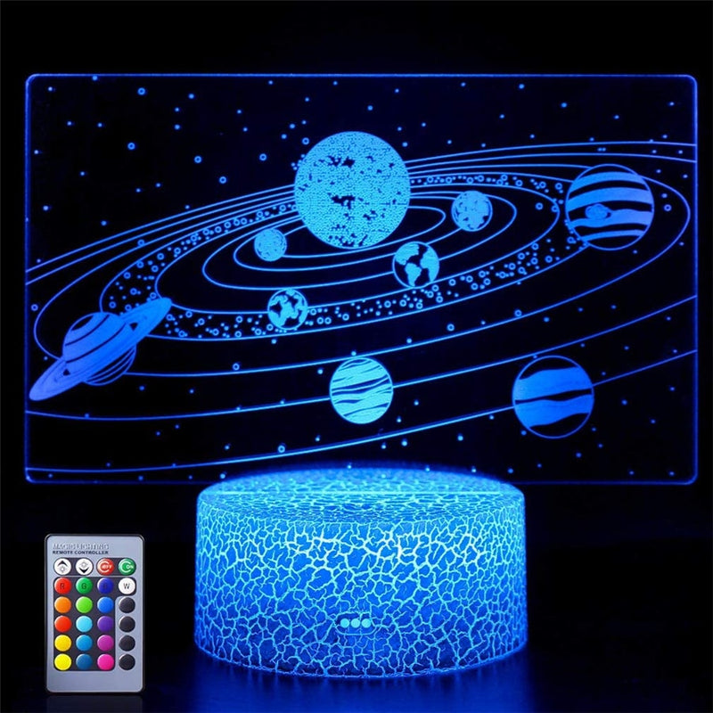 USB 16 Farben Nachtlicht &amp; 24 Schlüssel Fernbedienung Solar System 3D Illusion Lampe Universum Weltraum Kinder Jungen Mädchen Geburtstage oder Feiertage Geschenke