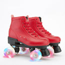 Red Artificial Leather Double Row Roller Skates Shoes Woman Man Outdoor Sports 4-Wheel Patines Shoes