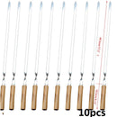 55cm 21.5" BBQ Skewers Long Handle Shish Kebab Barbecue Grill Stick Wood BBQ Fork Stainless steel Outdoors Grill Needle 6-12pcs