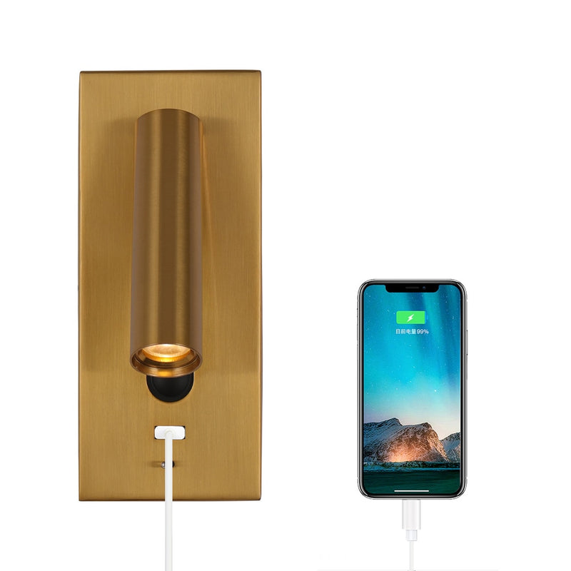 Moderne Bettlampe Innenwandlampe mit USB-Aufladung Dekoration für Schlafzimmer Lesebeleuchtung Hotelkopfteil 3W LED-Wandleuchte