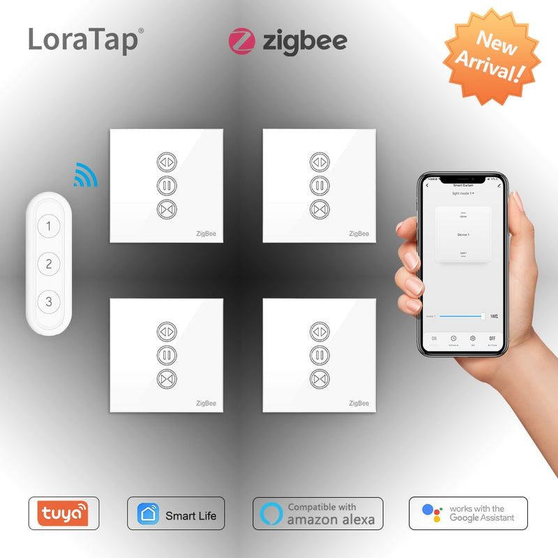 Tuya Smart Life ZigBee 3.0 Vorhangschalter und Fernbedienung für Rollladen Google Home Alexa Voice Control Automation MQTT