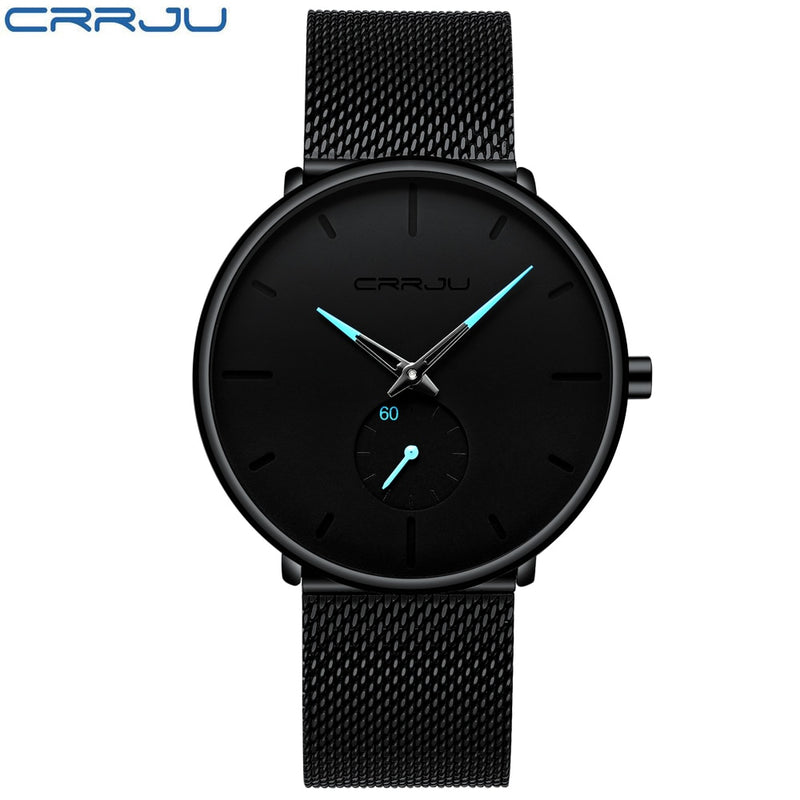 CRRJU Fashion Blue Men Watch Top Luxury Brand Minimalist Ultra-thin Quartz Watch Casual Waterproof Clock Relogio Masculino