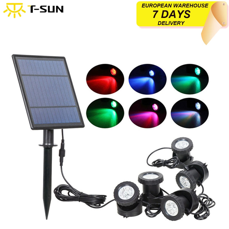 T-SUNRISE LED-Solarlampe RGB-Farbwechsel-Solarstrahler für den Außenbereich IP68 Wasserdichte Solar-Pool-Lichter für den Garten