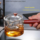 BORREY 500ml Teekanne aus Glas mit Infuser Liner Filter Glasteekocher mit Holzgriff Office Boil Teegeschirr-Set Teekanne Wasserkocher