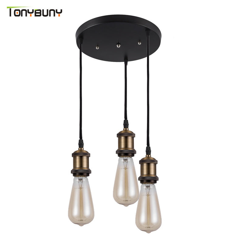 Retro Industrial Loft LED Bar Lámpara colgante E27 Socket Luces colgantes Aluminio Comedor Luces colgantes Cocina Lámparas colgantes