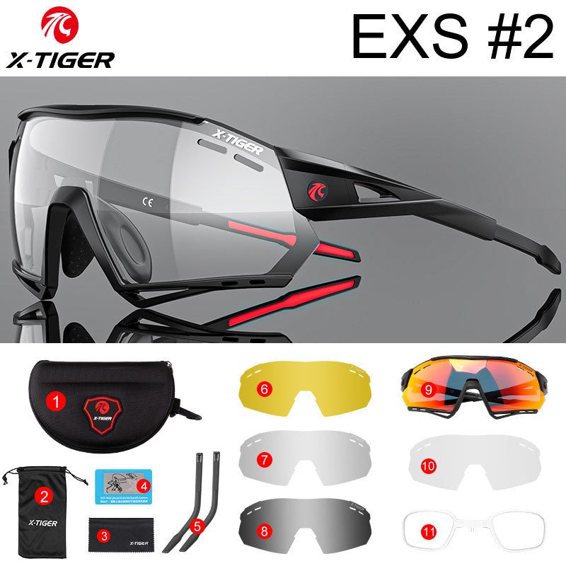 X-TIGER Fahrradbrille Photochrom UV400 Sport Fahrradbrille MTB Racing Herren Sonnenbrille Fahrrad Wanderbrille Brille