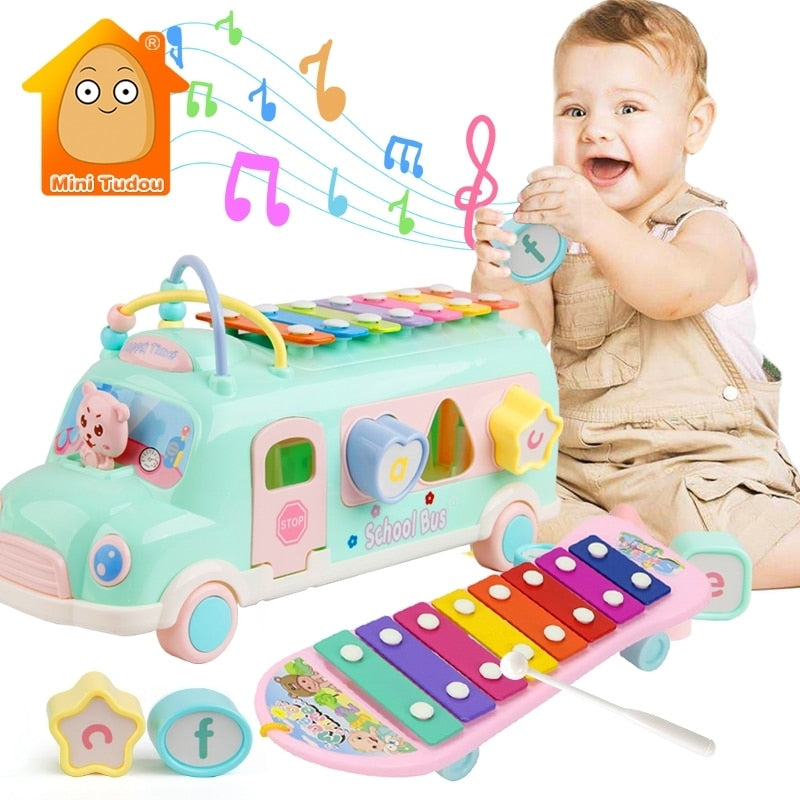 Neue Kinder Musik Bus Spielzeug Instrument Xylophon Klavier Schöne Perlen Blöcke Sortieren Lernen Pädagogisches Baby Spielzeug Für Kinder