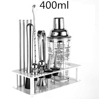 Cocktail Shaker Bar Set Plactic&Wood Holder Stainless Steel Copper Plated Cocktail Shaker Bartender browserKit Bars Set Tools