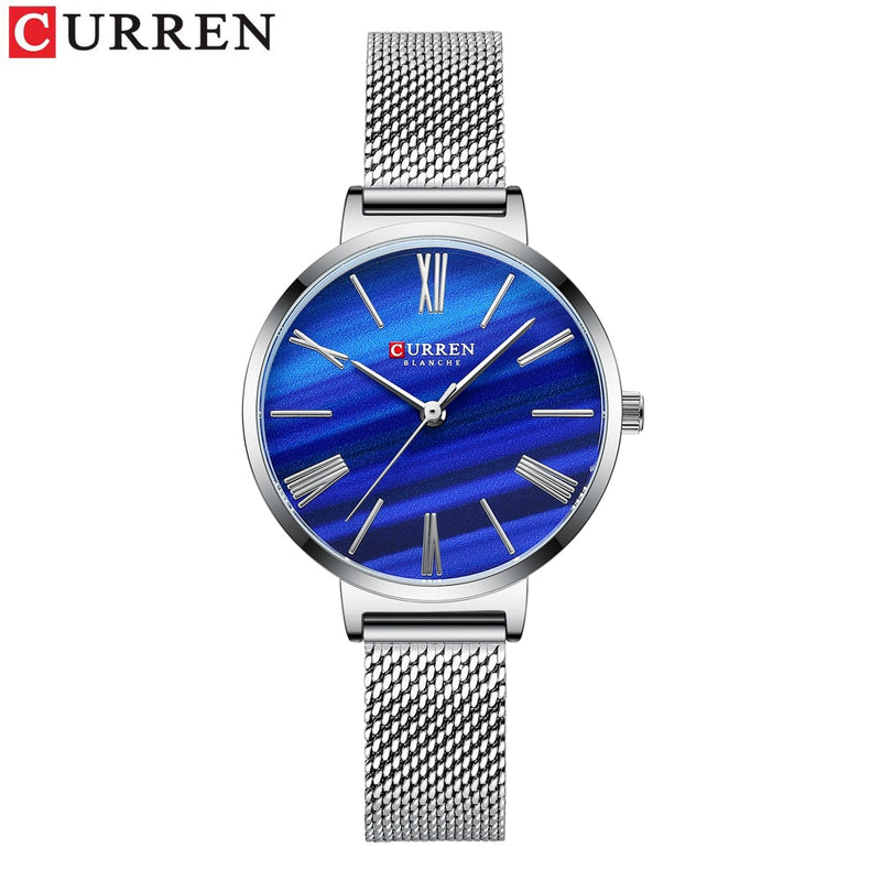 CURREN Mode-Luxusuhren für Frauen Malachit-Grün-Quarz-Kleid-Armband-Armbanduhr mit weiblicher Uhr aus Leder