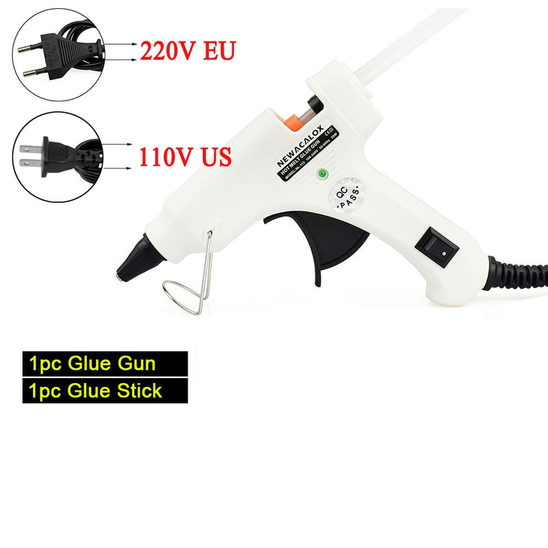 NEWACALOX 20W 220V Hot Melt Glue Gun with 20Pcs 7mm Glue Sticks Industrial Mini Guns Thermo Gluegun Heat Temperature Tool