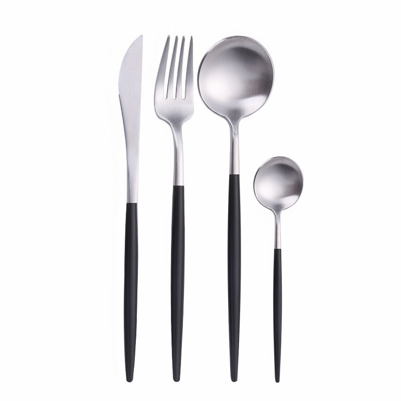 4 Stücke Edelstahl Grün Gold Besteck Essstäbchen Buttermesser Dessertlöffel Abendessen Gabel Teelöffel Geschirr Set