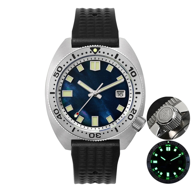 San Martin Diver 6105 Wave 3D Impresión Completa Luminoso Kanagawa Surfing Dial NH35 Mecánico Automático Hombres Reloj Zafiro Fecha