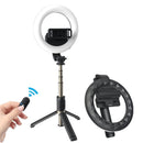 COOL DIER 4in 1 Wireless Bluetooth Selfie Stick With 6inch LED Ring Photography Light Foldable Tripod Monopod for iPhone Android