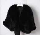 Wintermantel Warme Damen Strickjacke großer echter Fuchspelzkragen Cape Fashion Solid Poncho Mit mittleren Pelzärmeln Abendkleid Shaw