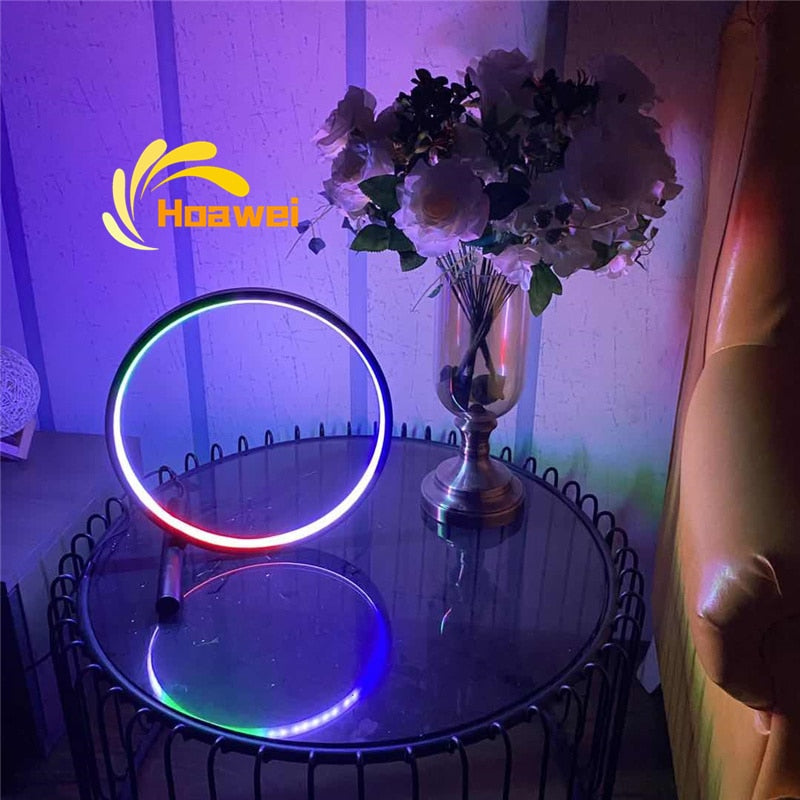 Nordic RGB Lamp Circle Led Table Lamp For Living room Bedroom Bedside indoor Lighting Table Lights For Home Decor Light Fixtures