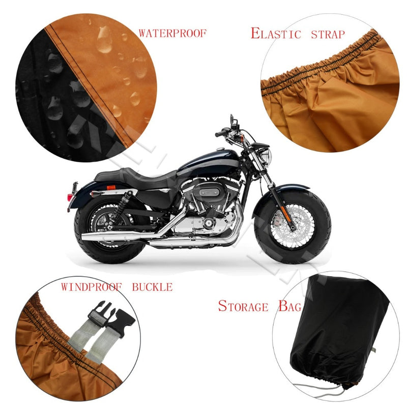 M/L/XL/XXL/XXXL/XXXXL lluvia polvo motocicleta cubierta exterior impermeable lluvia cubierta protectora para Harley Touring Softail Sportster