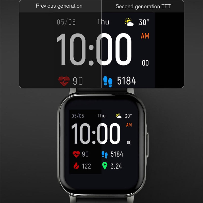 Reloj inteligente HAYLOU LS02 IP68 resistente al agua 12 modos deportivos, recordatorio de llamadas Bluetooth 5,0 Smartwatch para hombres