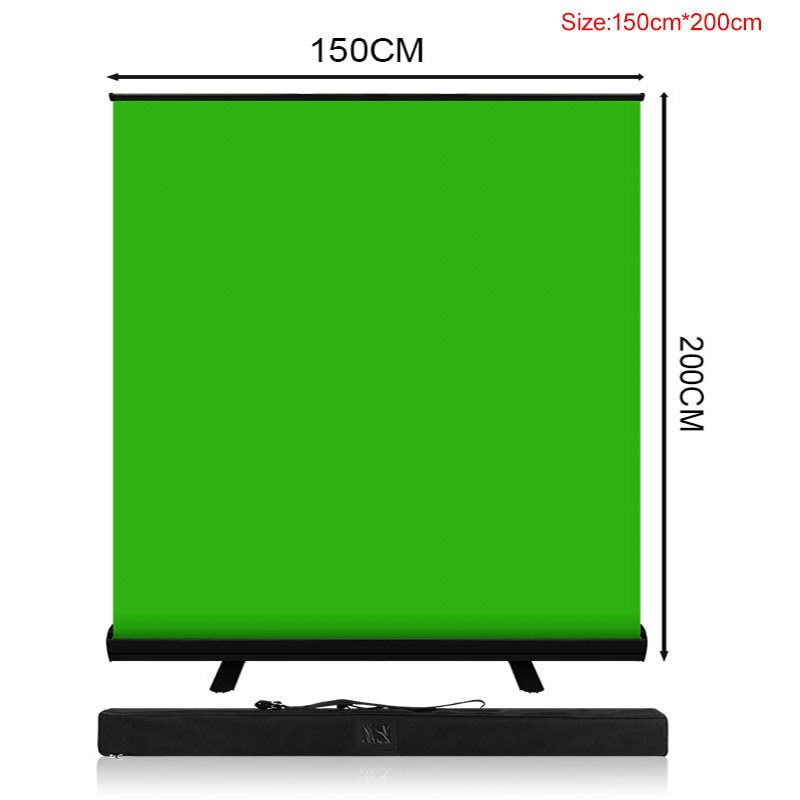 PYNSSEU 150 cm * 200 cm Hintergrund Zusammenklappbarer Green Screen Chromakey-Hintergrund Pull-up-Ständer Für YouTube-Videospiel Virtuelles Studio