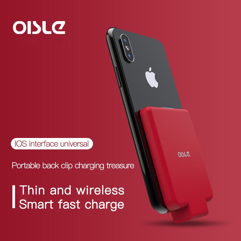 OISLE Mini-Back-Clip-Akku für iPhone 12 11 X 7 8 6 Plus SE XS MAX XR SE2 Slim Backup External Battery Charger Case Power Bank