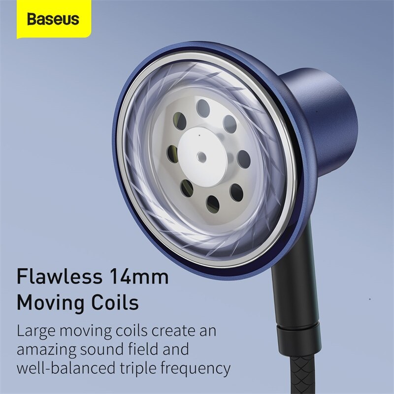 Baseus H19 Wired Earphones 6D Stereo Bass Headphone In-Ear 3.5mm Headset with MIC for Xiaomi Samsung Phones