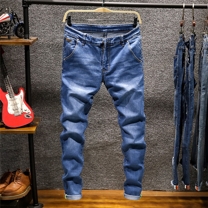 Röhrenjeans Herren Zipper Slim Fit Denim Joggers Stretch Male Jean Bleistifthose Blau Herren Jeans Fashion Casual Hombre,809