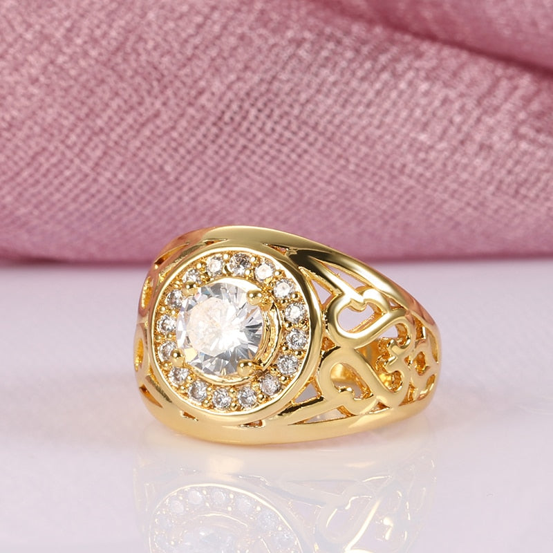 Kinel Große Breite Hochzeit Männer Ringe Mode Dubai Gelbgold Farbe Weiß Zirkonia Ringe Für Frauen Boho Retro Schmuck