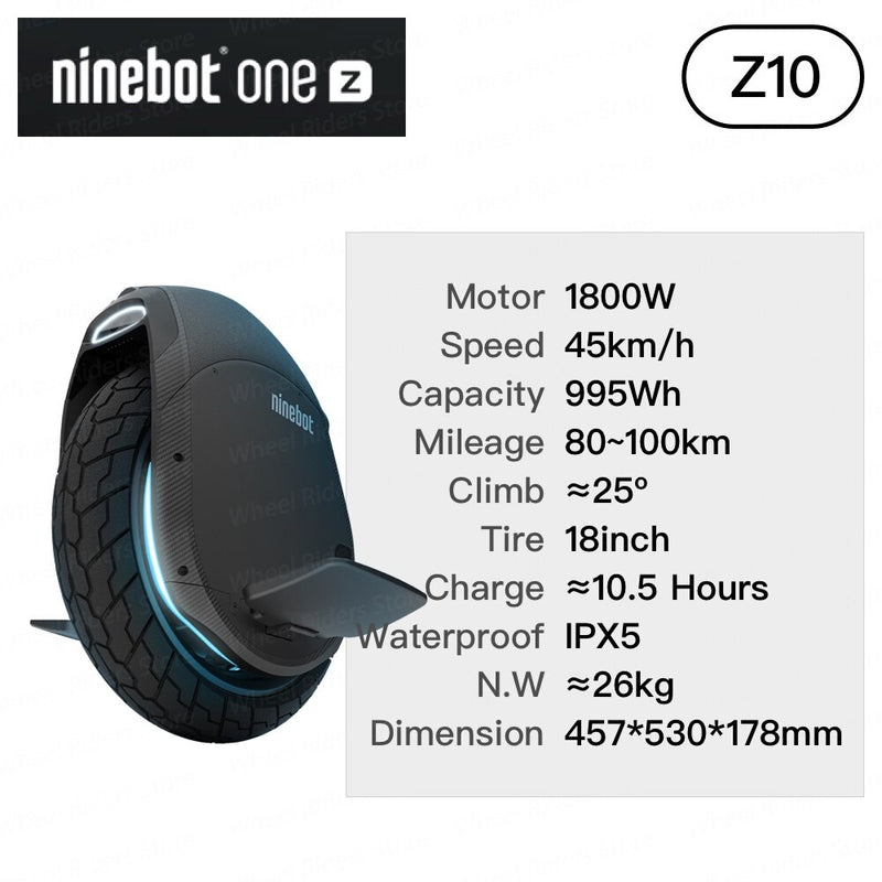 Ninebot One Z10 Elektrischer Einrad-Einrad-Selbstbalance-Roller, breites Rad, EUC, 1800 W, 45 km/h, Monowheel-Balance