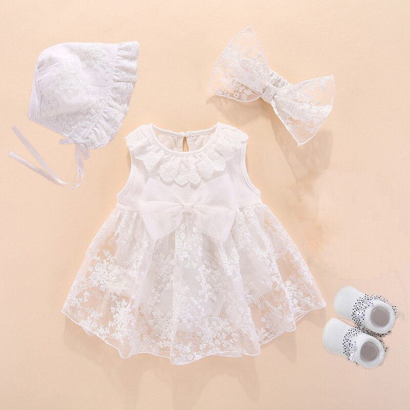 Baby Baptism Dress 2022 Bow Newborn Baby Girls Infant Dresses &amp; Clothes Snow White Baby Dress 1 Year Old Birthday Girl Dress