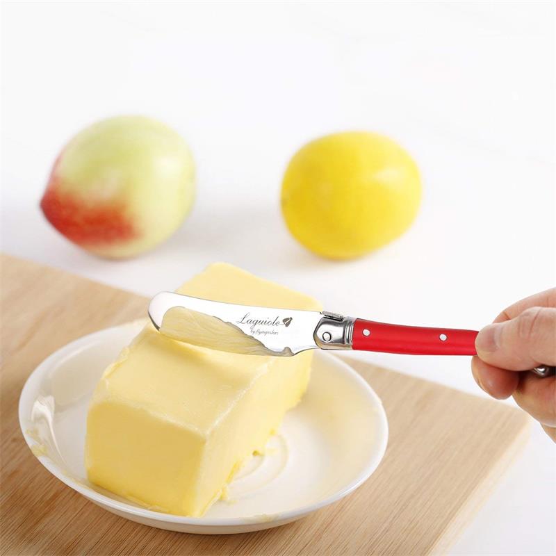 6pcs Laguiole Butter Knife Cheese Spreader Spatula Rainbow Plastic Handle Cheese Sandwich Slicer Stainless Steel Kitchen Utensil