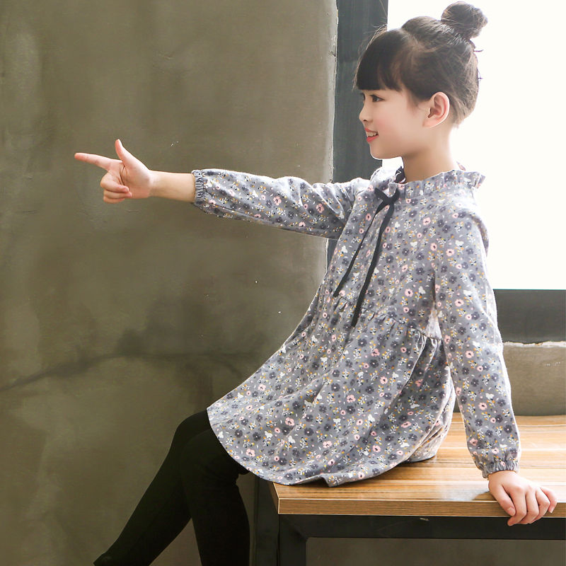 2022 Spring Autumn Girl Dress Cotton Long Sleeve Children&