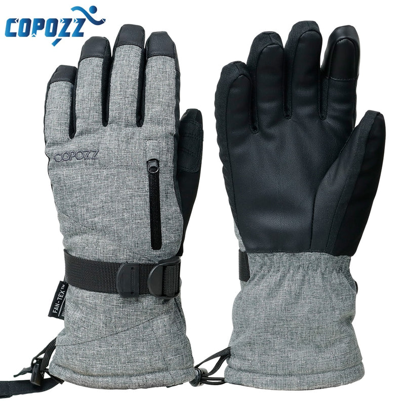 Guantes de esquí COPOZZ, guantes impermeables con función de pantalla táctil, guantes térmicos para Snowboard, guantes cálidos para nieve para motocicleta, hombres y mujeres