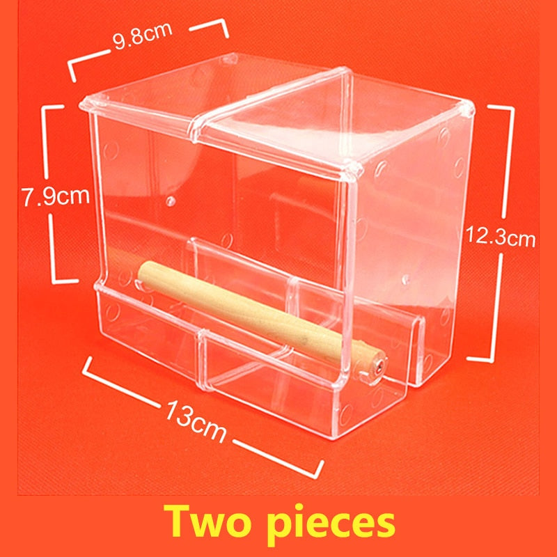 Caja de alimentación a prueba de derrames para loros CAITEC, caja de comida para pájaros, contenedor de comida para loros, resistente a mordeduras, adecuado para pájaros pequeños, loros pequeños