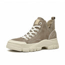 BeauToday Casual Sneakers Damen Wildleder Runde Zehe Lace-Free High Top Damen Retro Mode Flache Schuhe Handmade 29575