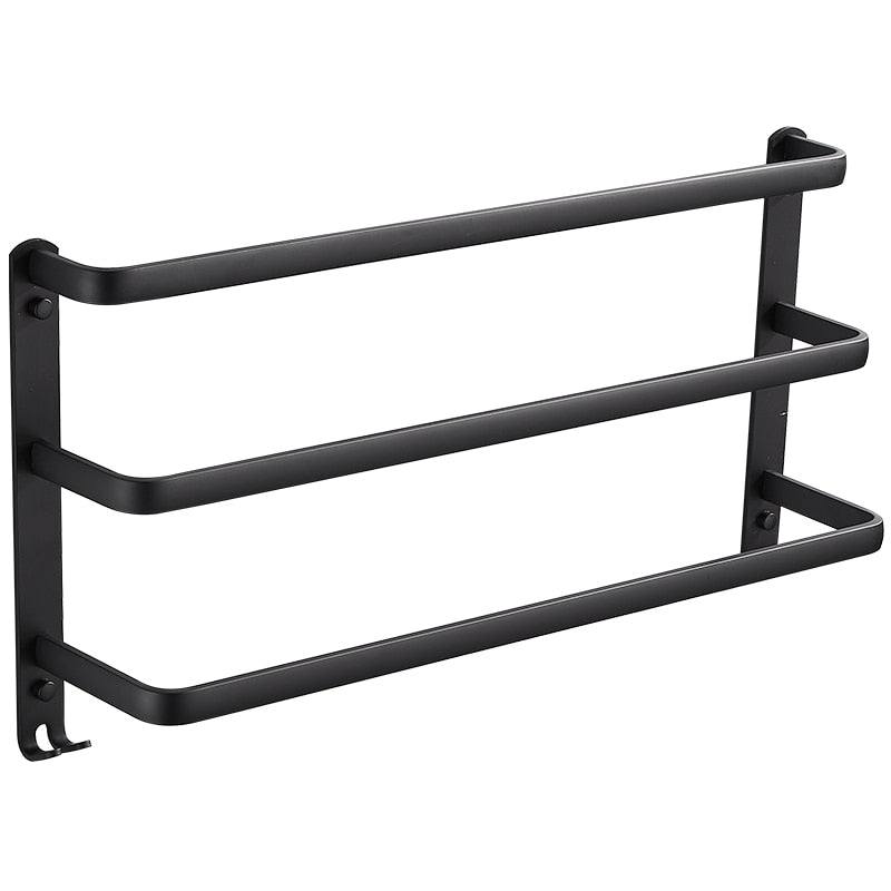 Montado en la pared Toallero Toallero Percha Espacio Aluminio Negro Toallero Bar Riel Negro mate Toallero Accesorios de baño